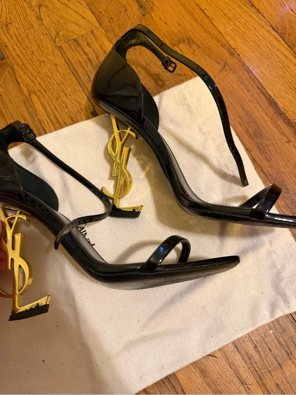 Saint Laurent Black Patent Opyum Heel Sandal size 38/8 - Picture 4 of 8